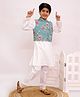 Twisha Woven Full Sleeves Solid Kurta & Pyjama With Floral Printed Jacket - Sea Green & White