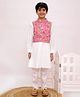 Twisha Woven Full Sleeves Solid Kurta & Pyjama With Floral Printed Jacket - Pink & White