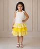 Twisha Woven Sleeveless Abstract Embroidered Floral Applique Detailed Top & Skirt Set - White & Yellow