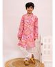 Twisha Cotton Woven Full Sleeves Abstract Printed Kurta & Pyjama Set - Pink & White