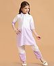 MASTARANG Rayon Woven Three Fourth Sleeves Leaves & Floral Embroidered Kurti & Pants Set - Purple
