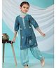 MASTARANG Woven Three Fourth Sleeves Floral Embroidered Kurti & Patiala With Dupatta & Sling Bag Set - Blue