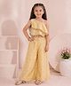 MASTARANG Chanderi Woven One Shoulder Lace Embellished  Top & Palazzo Set - Yellow