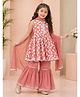 MASTARANG Cotton Woven Sleeveless Floral Printed Kurti & Sharara Set With Dupatta - Coral