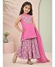 MASTARANG Cotton Woven Sleeveless Floral Printed Kurti Sharara Set With Dupatta - Pink