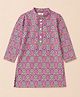 MASTARANG Cotton Woven Full Sleeves Floral Printed Kurta - Pink