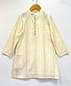 MASTARANG Cotton Woven Full Sleeve Zari Striped Kurta - Off White