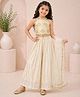 MASTARANG Blended Sleeveless Lace Embellished Choli Ghagara Set With Dupatta - Off White