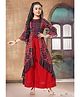 MASTARANG Woven Sleeveless Abstract Printed Top & Palazzo Set With Jacket - Red