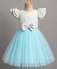 Mark & Mia Woven Half sleeves Party Dress With Floral Embroidery & Bow Applique - Light Blue
