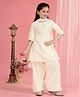 MASTARANG Woven Three Fourth Sleeves Floral Embroidered Kurti & Salwar With Dupatta Set - Off White