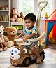 DASH 3-in-1 Baby Ride-On Car with Parent Handle, Music & Lights, Safety Guardrail for Toddlers (Brown)