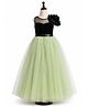 Toy Balloon Kids Velvet Mesh Sleeveless Sequins  Embellished Floral Applique Detailed Colour Blocked Gown - Light Green