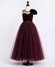Toy Balloon Kids Velvet Mesh Sleeveless Sequins Embellished Floral Applique Detailed Gown - Purple