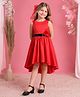 Toy Balloon Kids Satin Mesh Sleeveless Sequin Embellished Floral Applique Detailed High Low Dress - Red