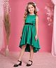 Toy Balloon Kids Satin Mesh Sleeveless Sequin Embellished Floral Applique Detailed High Low Dress - Rama Green