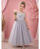 Toy Balloon kids Net woven Sleeveless  Embellished Flower Applique Detailed Gown Full Length  -Grey