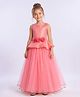 Toy Balloon Kids Satin Mesh Sleeveless Glitter Embellished Floral Applique Detailed Dress - Baby Pink