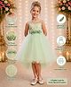Toy Balloon Kids Satin Mesh Sleeveless Pearl & Glitter Embellished Floral Applique Detailed High Low Dress - Sea Green