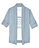 Charchit Cotton Blend Woven Full Sleeves Abstract Designed Shrug With Passion Text Printed Tee - Blue