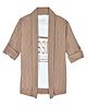 Charchit Cotton Blend Woven Full Sleeves Abstract Designed Shrug With Passion Text Printed Tee - Tan