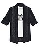 Charchit Cotton Blend Woven Full Sleeves Abstract Designed Shrug With Stay Strong Text Printed Tee - Black