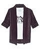 Charchit Cotton Blend Woven Full Sleeves Abstract Designed Shrug With Stay Strong Text Printed Tee - Violet