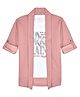 Charchit Cotton Blend Woven Full Sleeves Solid Shrug With Original Text Printed Tee - Pink