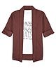 Charchit Cotton Blend Woven Full Sleeves Solid Shrug With Original Text Printed Tee - Maroon