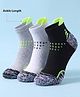 Pine Active Cotton Lycra Knit Terry Breathable Ankle Length Athletic Socks Pack of 3 - White, Grey & Black