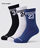 Pine Active Cotton Lycra Knit Terry Breathable Crew Calf Length Athletic Socks With Numeric Text Design Pack of 3 - White, Black & Navy Blue
