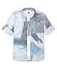 Charchit Cotton Blend Woven Half Sleeves Abstract Printed Shirt With Tee - Grey & Blue