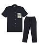 Charchit Cotton Woven Half Sleeves Palm Tree Printed Shirt & Pant Set - Black