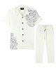 Charchit Cotton Woven Half Sleeves Abstract Printed Shirt & Pant Set - Off White