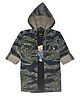 CAVIO Cotton Blend Woven Full Sleeves Camouflage Printed Hooded Jacket With Tee - Blue