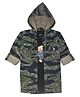 CAVIO Cotton Blend Woven Full Sleeves Camouflage Printed Hooded Jacket With Tee - Blue