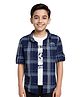 CAVIO Cotton Woven Full Sleeves Checked Shirt With Tee - Navy Blue
