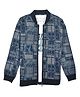 CAVIO Cotton Blend Woven Full Sleeves Abstract Printed Bomber Jacket With Tee - Navy Blue