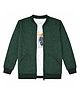 CAVIO Cotton Blend Woven Full Sleeves Textured Bomber Jacket With Tee - Green