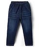 Bonfino Woven Full Length Solid Color Jeans - Navy Blue
