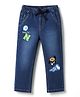 Bonfino Cotton Mix Woven Pull on Jeans With Smile Club Embroidery - Blue