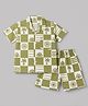 Mini Taurus Cotton Woven Half Sleeves Shirt & Shorts Co-ords Night Suit With Tropical Print - Lime Green