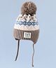 Babyhug Woollen Cap with Pom Pom & Ear with Bow Design Brown - Diameter 18.5 cm