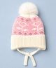 Babyhug Winter Cap With Flower Design in Pink - Diameter 15 cm