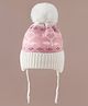 Babyhug Winter Cap With Flower Design in Pink - Diameter 18 cm