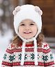 Babyhug Woollen Cap with Knot & Bow Applique White - Diameter 21 cm