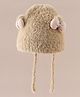 Babyhug Woollen Cap with Knot & Bow Applique Tan - Diameter 21 cm