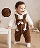 Mark & Mia Cotton Full Sleeves Winter Wear Romper With Bunny Ear Applique - Brown