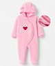 Mark & Mia Full Sleeves Winter Wear Romper With Bear Applique & Text Embroidery  - Pink