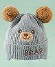 Babyhug Woollen Pom Pom Cap With Bear Design Grey - Diameter 11 cm